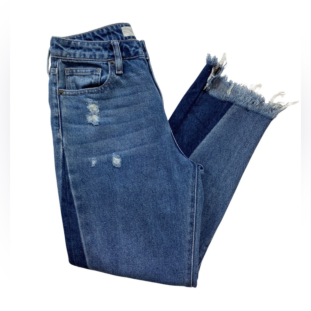 Hidden Jeans Distressed Denim Two-Toned Frayed Hem Ankle Cropped Women’s Size 27